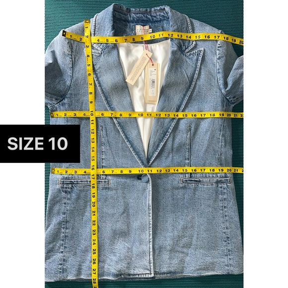 Alice + Olivia Justine Denim Rolled Cuff Blazer Jacket - Picture 13 of 16